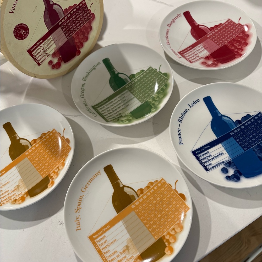 2005 Wine Enthusiast Wine-Themed Decorative Plates Set - 5